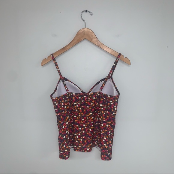 Boden Tankini Top Women’s Size 8 US Brown Multi Floral Swimwear Padded Shelf Bra - Picture 5 of 7